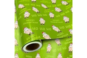 ZHNERY Rollo de Papel de Regalo Navideño: Papá Noel Divertido y Travieso - 43 cm x 10 m para Decoración de Fiestas y Envoltura de Regalos