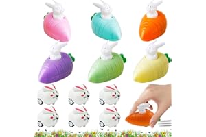 Leonshco Lapin à remonter avec Carotte, Cadeau de Pâques comme Cadeau d'accompagnement Cadeau d'invité, Lapin Horloge Voiture Jouet, Jouet Voiture rétractable (B)