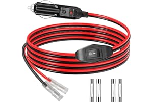 RUNCCI-YUN Adaptateur Mâle pour Allume-Cigare, 14AWG Prise Allume Cigare 12V/24V, avec Interrupteur Marche/arrêt Câble d'alimentation Universel, Allume-Cigare câble d'extension（1M）