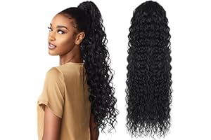 ZIYONIX Wisebom Queue de Cheval Extension avec Cordon 62cm Bouclés Postiche Extension pour Femme Naturel Longue Bouclé Ondulées Synthétique en Queue de Cheval