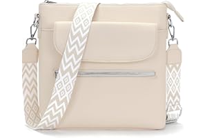 JSDOST Handbag Women's Medium Shoulder Bag Women's Large Crossbody Bag Women's Vegan Leather Shoulder Bag Women with Many Compartments, beige, Contemporary