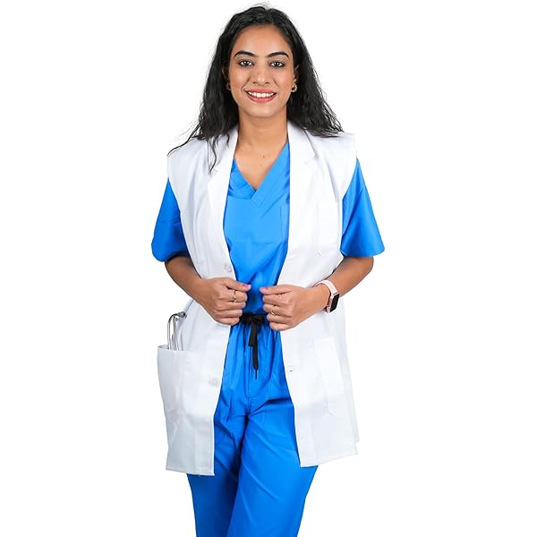Buy HI - FASHION Women's Cotton White Sleeveless Lab Coat