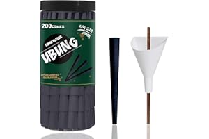 UBUNG 200 Stück Große Größe Schwarz Konisch vorgedrehte Hülsen, King Size 108 mm Konisch Papiers Hülsen, Einschließlich 1 Trichterlader und 1 Putter für Verpackungen