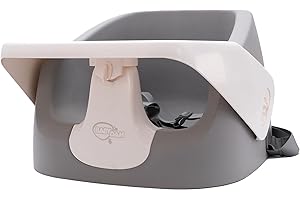 BabyDam SpongePod Baby Feeding Chair, Dining and Booster Seat for Babies and Toddlers, Easy to Clean with Removable Tray - Grey/White