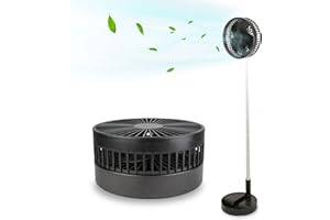 FISHTEC - Ventilateur de Bureau Sans Fil Télescopique et Silencieux 30 dB - Hauteur Réglable 35 à 100 cm - Tête Inclinable 180° - 4 Vitesses - Rechargeable USB - Compact et Portable