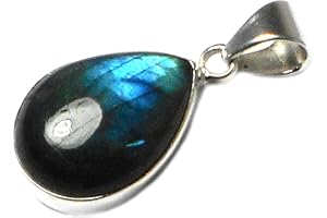 Art Gecko Teardrop LABRADORITE Sterling Silver 925 Gemstone Pendant