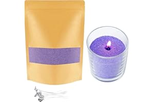 TUMYBCC Pearled Candle Sand Making Kit - 10 Colors Candle Making Kits for Adults with 5 Pcs Wicks - Refillable Sand Pearled Candle Wax Pearl Granules Powder for DIY Candles Making (100g Purple)