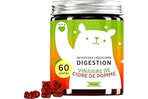 Gummies Détox - Végan & Sans Sucre - 60 Gummies - Prébiotique avec Vinaigre de Cidre de Pomme, Vitamines C & E - Améliore le Bien-être intestinal - 1 Mois - Bears With Benefits