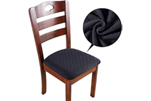 ZHILING Stretch Chair Seat Covers for Dining Room Set of 4, Elastic Dining Chair Seat Protector Cover Removable Washable Chair Slipcovers with Ties