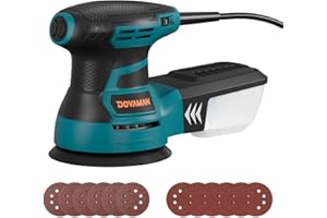 DOVAMAN ROS01A 350W Lijadora Orbital, 6 Velocidades, 13000 RPM, 12 Hojas de Papel de Lija, Disco de 125 mm, Recogida de Polvo, Lijadora Eléctrica Ideal para Superficies de Madera y Acero