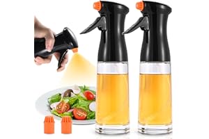 Oinvs Oil Sprayer 2 Set,Oil Spray Bottle 210ml,Oil Spray and 4 Pieces Improved Nozzle,Spray Bottle,Olive Oil Spray,Oil and Vinegar Dispenser for Cooking, BBQ, Grilling, Pasta, Salads, Baking