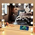 Puselo Hollywood Vanity Mirror with Lights,Large Hollywood Mirror with USB Output Port,Makeup Mirror with Lights Tabletop and Wall Mounted (50 x 42 cm)