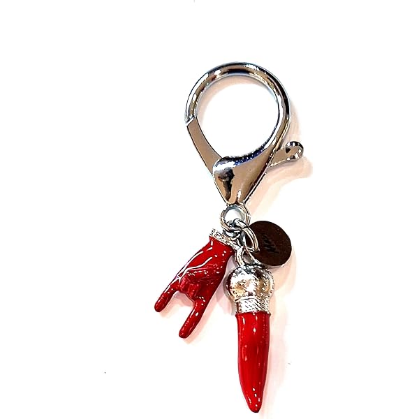 Portachiavi Portafortuna Made In Italy – Corno Rosso Smaltato E Ferro Di Cavallo, Amuleto Scacciaguai In Elegante Confezione Regalo