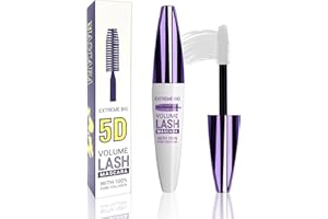LESTPOLA White 5D Telescopic Mascara for Eyelashes, Waterproof Smudge-proof Long Lasting Colored Mascara, Voluminous Curling Defining Non-clump Mascara, False Lash Effect Extension Makeup, Cosplay Party Use