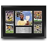 HWC Trading FR A3 Pele Brazil Regali Stampati Autografo Firmato Foto Per Gli Appassionati Di Calcio E Sostenitori - A3 Framed