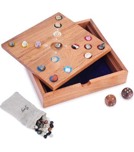 Ajuny Gioco Shut The Box In Legno – 9 Tessere Numerate – Tabellone Naturale Con Feltro – Gioco Da Tavolo Con Dadi Per Bambini E Adulti – Dimensioni 10 Pollici