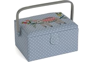 Hobby Gift Medium Sewing Craft Hobby Storage Box, Embroidered Sloth