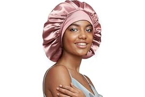 Umisleep 22 Momme 100% Mulberry Silk Bonnet with Double Layer Satin Outer for Sleeping Women for Adult & Kids, Soft Elastic Band, Non-Slip Hair Wrap for Long Curly Hair, Pink
