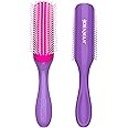 Denman Curly Hair Brush D3 (African Violet) 7 Row Styling Brush for Detangling, Separating, Shaping and Defining Curls - For Women and Men