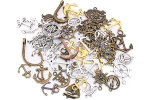 Houhounb 100 g Retro Punk Colgante Metal Colgante Vintage Ancla Navegación Colgantes Antiguos Colgantes Joyas para Accesorios Hecho a Mano DIY Decoraciones Joyas Manualidades (Mix), Metal