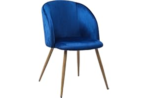 buybyroom 1 Sedia da Pranzo in Velluto con Schienale per Cucina,Sala da Pranzo,Soggiorno,Camera da Letto,Colore Blu