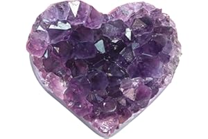 Mezrkuwr Amatista Piedra Cristales Corazón Cristal con Bolsa de Joyas Cluster Piedras Preocupadas Naturales Reiki Energía Piedra Amatista Piedra Preciosa Piedra en bruto, Decoración de Habitaciones