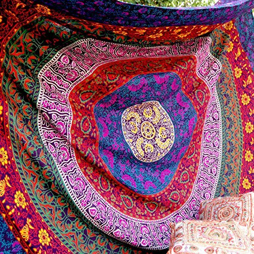 Mandala Tapestry Indian Wandbehang, Bettlaken, Coverlet Picknick-Strand-Blatt, Superior Qualität Hippie Wandteppiche oder Bedspread in Organic Cotton