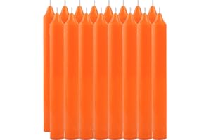 ETREXONLINE Bougies de Chandelier Longues Sans parfum - Lot de 16 Bougies Orange Longueur 17.5cm