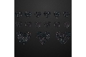 ‎GLITZERDEALS Glitzerdeals Bügelbild Glitzer Set 15 Herzen in Glitzer schwarz Glitzerbild zum Aufbügeln Herzen Glitzerflex Herz Bling Aufbügler Herzen