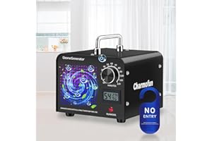 Charmofun Générateur d'Ozone Domestique 60000 mg/h, Machine à Ozone avec Affichage de la Température et de l'Humidité, Générateur d'Ozone Purificateur d'Air pour Cuisine, Voitures, Fumée (Noir)