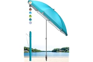 4smile Sonnenschirm Strand SunnyJoy, Türkis - UPF 50+ Strandschirm Ø 180 cm, sicherer Sonnenschutz Strand, Strandschirm windfest stabil - Sonnenschirm mit Schutzhülle