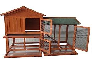 BUNNY BUSINESS The Grove Red Double Decker Rabbit/Guinea Pig Hutch and Run EXTRA DEPTH WITH FLOOR (RED GROVE, NO COVER)