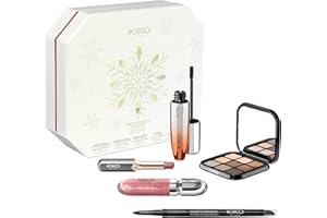 KIKO Milano Snow-Kissed Holiday Timeless Look Makeup Gift Set, Gift Set Makeup: Mascara Effetto Volume, Eyeliner, Palette Ombretti, Lucidalabbra E Rossetto