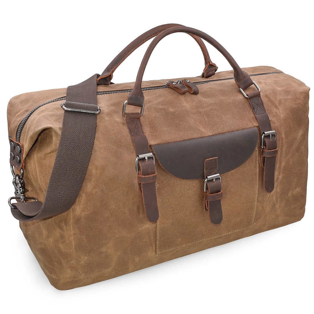 Reisetaschen Herren Leder Wasserdicht Canvas Weekender Tasche Großen