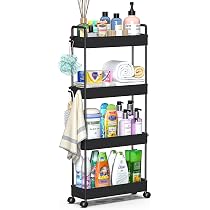 Chariot De Rangement 3 Niveaux SOLEJAZZ - 22x40x61cm - Roulettes Verrouillables - Pour Cuisine, Salle De Bain, Buanderie