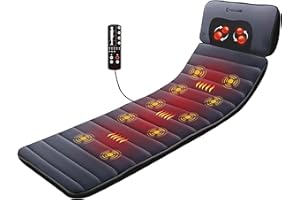 ‎COMFIER COMFIER Massagematte mit Wärmefunktion, Massagesitzauflage mit 10 Vibrationsmotoren und 4 Heizkissen, elektrisches Ganzkörpermassagematte, Nacken und Schulter-Rückenmassagegerät