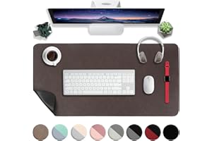 HELI MIAO Skórzana podkładka na biurko, 90 x 43 cm, mata na biurko, wodoszczelna, do biura lub domu, przenośna mata do biura (ciemnobrązowa/czarna)