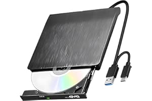 YUIO Lector CD/DVD Externo, Grabadora DVD Externa USB 3.0 y Type-C, Portable External CD DVD +/-RW Drive, Unidades DVD/CD Reproductor Externa para PC, Macbook, Desktop, Windows11/10/8/7, Linux y Mac OS