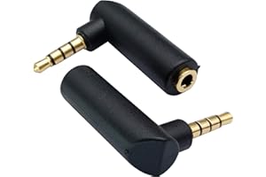AAOTOKK 3,5 mm Convertisseur Audio pour Casque 90 Degrés à Angle Droit 4 Pôles 3,5 mm (1/8 Pouce) Mâle à Femelle Adaptateur d'extension de Connecteur Stéréo Audio TTRS (2 Pack/4 Pôles)