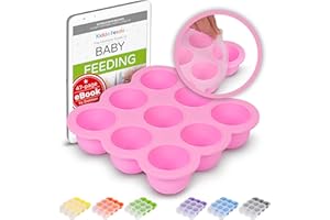Kiddo Feedo - Der original Portionierer zum Einfrieren von Muttermilch und Babykost mit Silikondeckel - BPA-frei - 9 x 75ml - Gratis eBook mit Rezepten und Ernährungstipps - Rosa