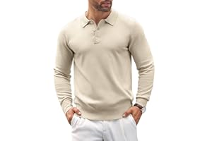 COOFANDY Maglione da Uomo con Colletto Polo Intrecciato Maglione Lavorato A Maglia A Maniche Lunghe Pullover Casual Invernale Maglione Basic