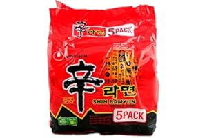 NONGSHIM Nong shim Shin Ramyun - Fideos instantáneos picantes - 5 paquetes