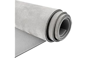 Halero 48“ × 60“ Light Gray Car Suede Headliner Fabric with Foam Backing Material 1/9" 3mm Automotive Upholstery Liner for DIY Home Car Roof Trim Interior Replacement
