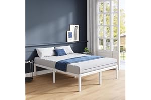 Avenco Rama łóżka podwójnego 160 x 190 cm podstawa materaca, stelaż ze stalowymi listwami ze stabilnymi wysokimi nogami, łatwy montaż, biały