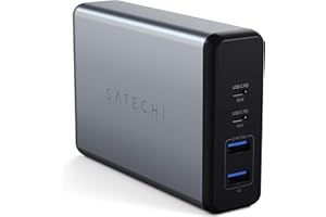 SATECHI Stazione di ricarica da tavolo 108W Pro – 2 porte USB-C PD e 2 porte USB A, compatibile con MacBook Pro/Air 2020/2019/2018, iPad Pro/Air M1, iPhone 16 Pro Max/16 Pro/16/16 Plus