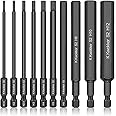 K Kwokker 10PCS 100MM Allen Wrench Drill Bits, 1.5mm-12mm Black Allen Key Bit Set, 1/4 Inch Hex Shank Hex Screwdriver Bit Set for Assembling Furniture