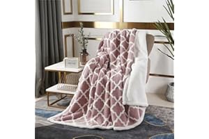 AHERKLL Sherpa Fleece Blanket,Reversible Soft Warm Fluffy Thick Throw Blankets,Dual Sided Cosy Fall & Winter Blanket for Bed Sofa Chairs,Fuzzy Home Decoration Bed Blankets,Pink,Double(150x200cm)