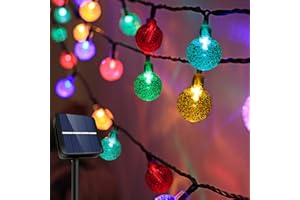 Auting Guirlande lumineuse solaire d'extérieur résistante aux intempéries, 30 LED, 8 modes, multicolore, étanche, boules de cristal pour jardin, balcon, arbres, terrasse, mariages, fêtes