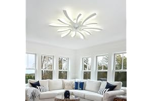 LJX 78cm Lampadario Con Ventilatore Da Soffitto Silent Plafoniera Ventilatore Dimmerabile Timer Motore Dc Reversibile Moderna Ventola Soffitto Con Luce per Camera Da Letto Soggiorno, Bianco