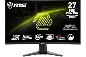 MSI MAG 27C6F écran Gaming incurvé FHD de 27" - Dalle Rapid VA 1920 x 1080 1500R, 180 Hz / 0,5ms (GtG, Min.), Adaptive-Sync - DP 1.2a, HDMI CEC